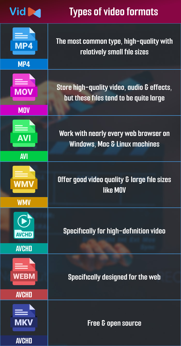 Common kinds of video formats
