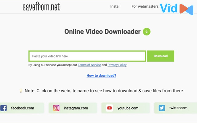 Use Savefrom to download YouTube video online high quality