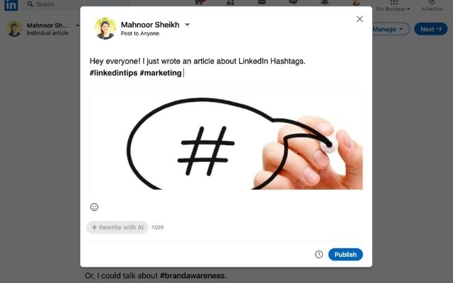 Use LinkedIn hashtags for your videos and images